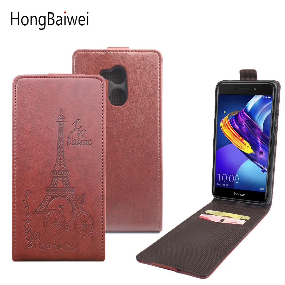 

HongBaiwei for Huawei Honor 6C Pro Leather Case Fashion Embossed Flip Case Cover for Huawei Honor V9 Play / Honor 6C Pro 5.2''