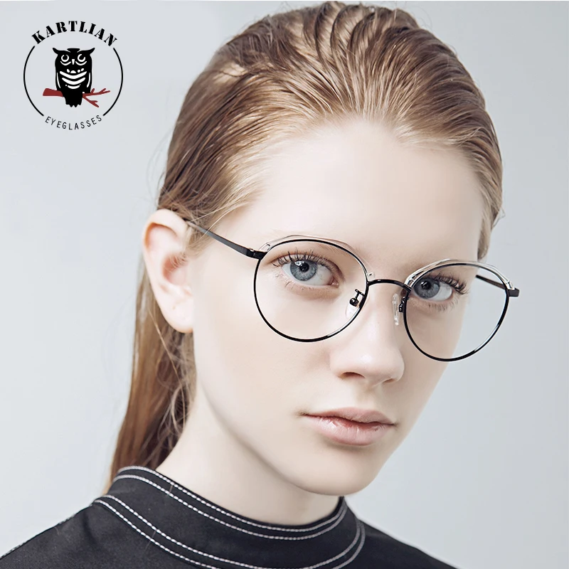 Kartlian alloy eyebrow glasses Optical Frame Eyeglasses Lens