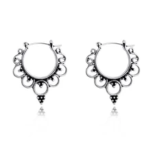 1 пара, простые, изысканные, полые, милые, бесконечные круглые серьги-кольца, цвет: старое серебро, индивидуальные серьги для девочек, E15-2