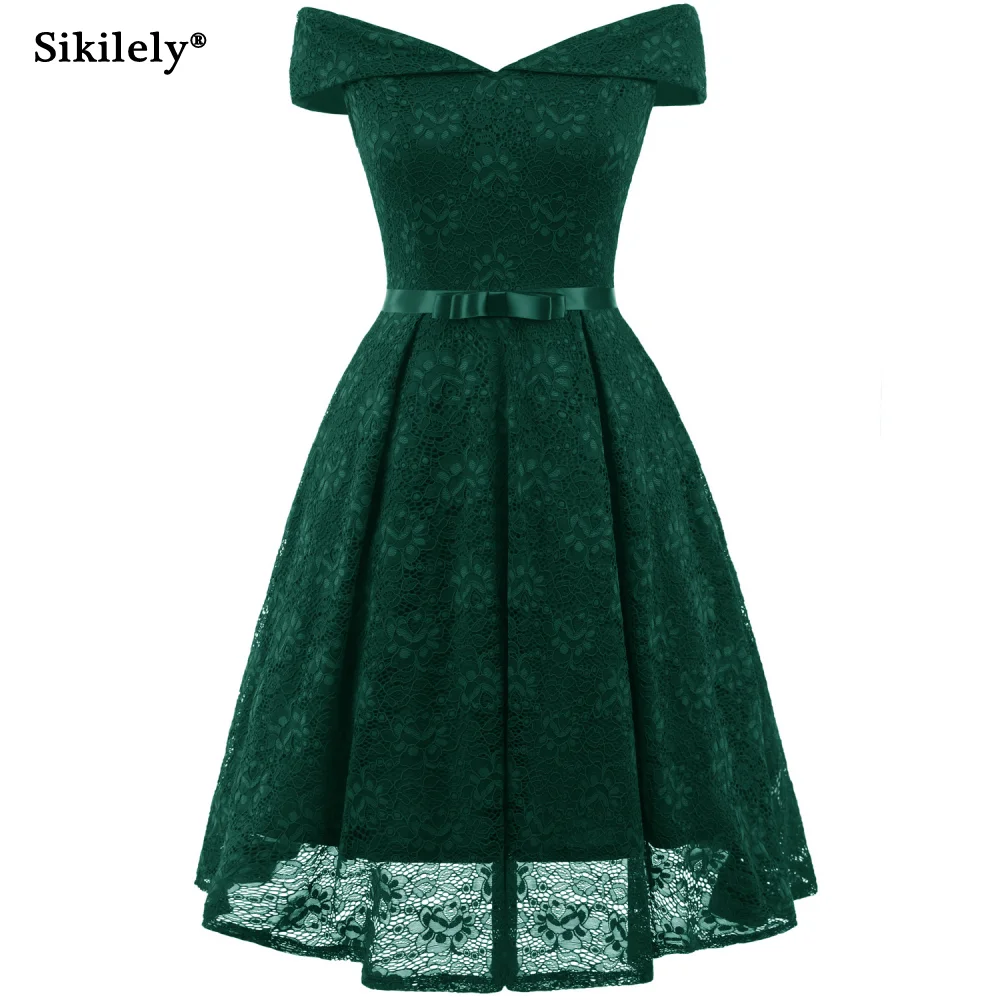 green fit and flare cocktail dress