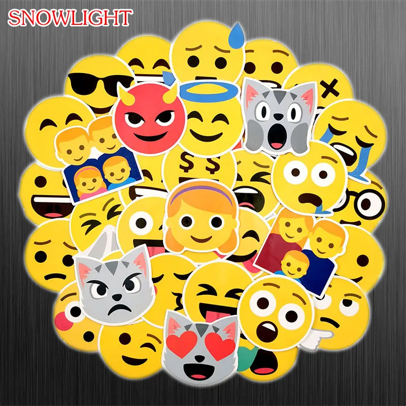 50 Pcs INS Emoji Smiley face Expression Spoof Stickers For Car Styling Bike Motorcycle Phone Laptop Travel Luggage Bomb Sticker
