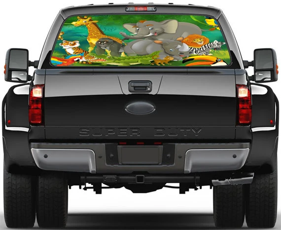 

Creative 3D Rear Window Graphic Decal Cartoon Wild Animals Car Truck SUV Wallpaper mural Wall Print Decal Photo Wall Deco