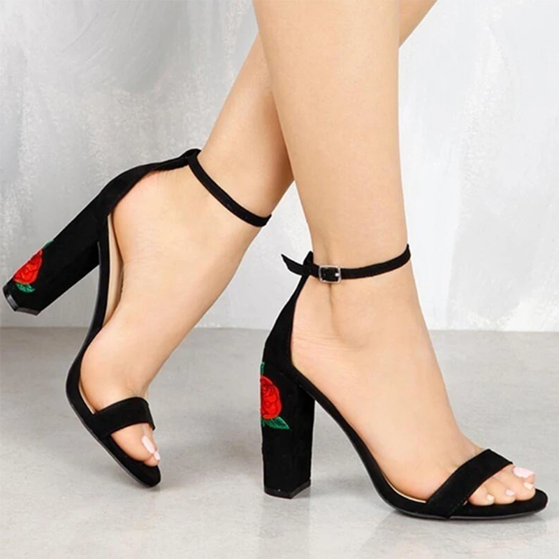 

Summer Sandals High Heels Shoes Women Square Heel Sandals Roman Sandalias Mujer 2019 Chaussures Femme