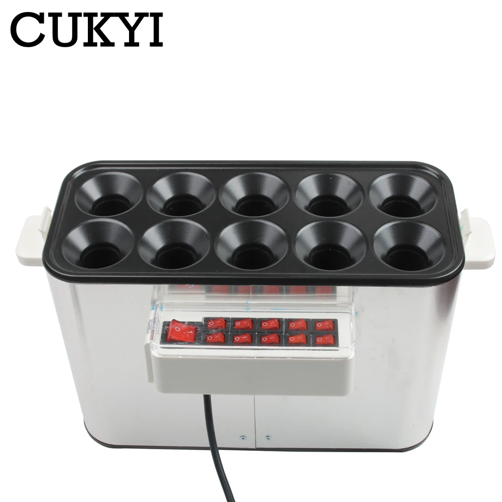 110V 220V 10 Holes Commercial Non-stick Baked Egg Sausage Maker Hotdog Baking Machine Egg Roll Maker Omelette Master Washable 3