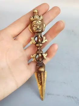 

China pure brass Buddhism Buddha head exorcism Tools statue