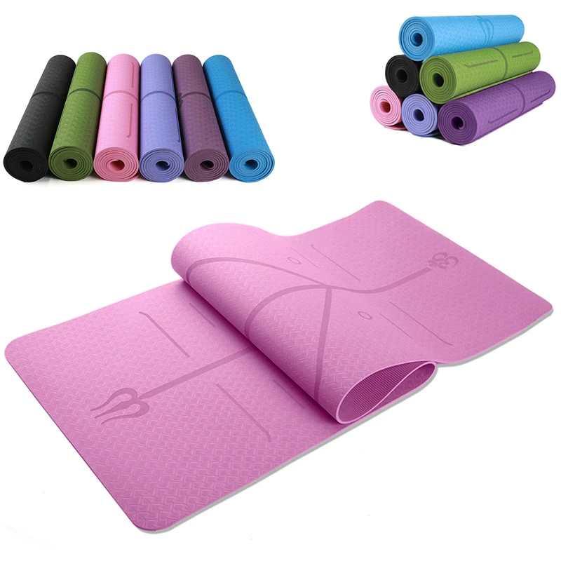 

TPE Yoga Mat with Body Line Fitness Non Slip Carpet Thick Pilates Mats For Beginner Environmental Gym Mats 183*61*0.6CM