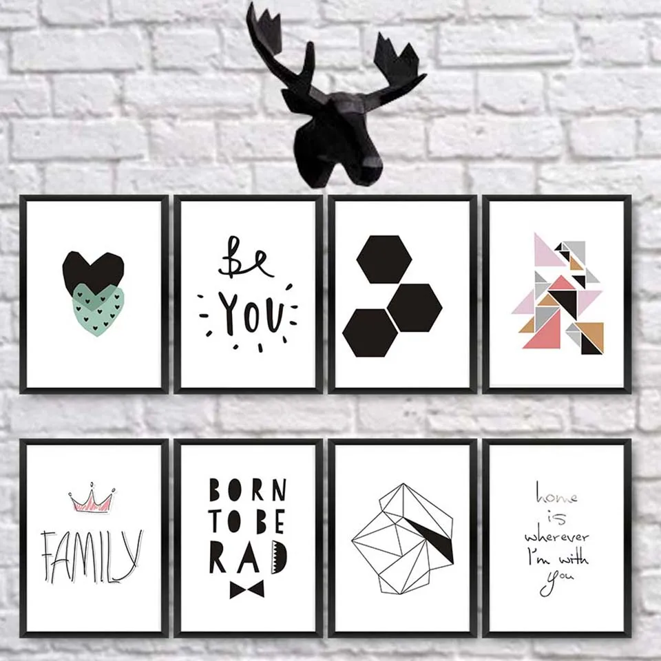 Nordic-Geometry-Black-White-Quotes-Canvas-And-Painting-Wall-Pictures-Kids-Children-Living-Room-Poster-Art (3)