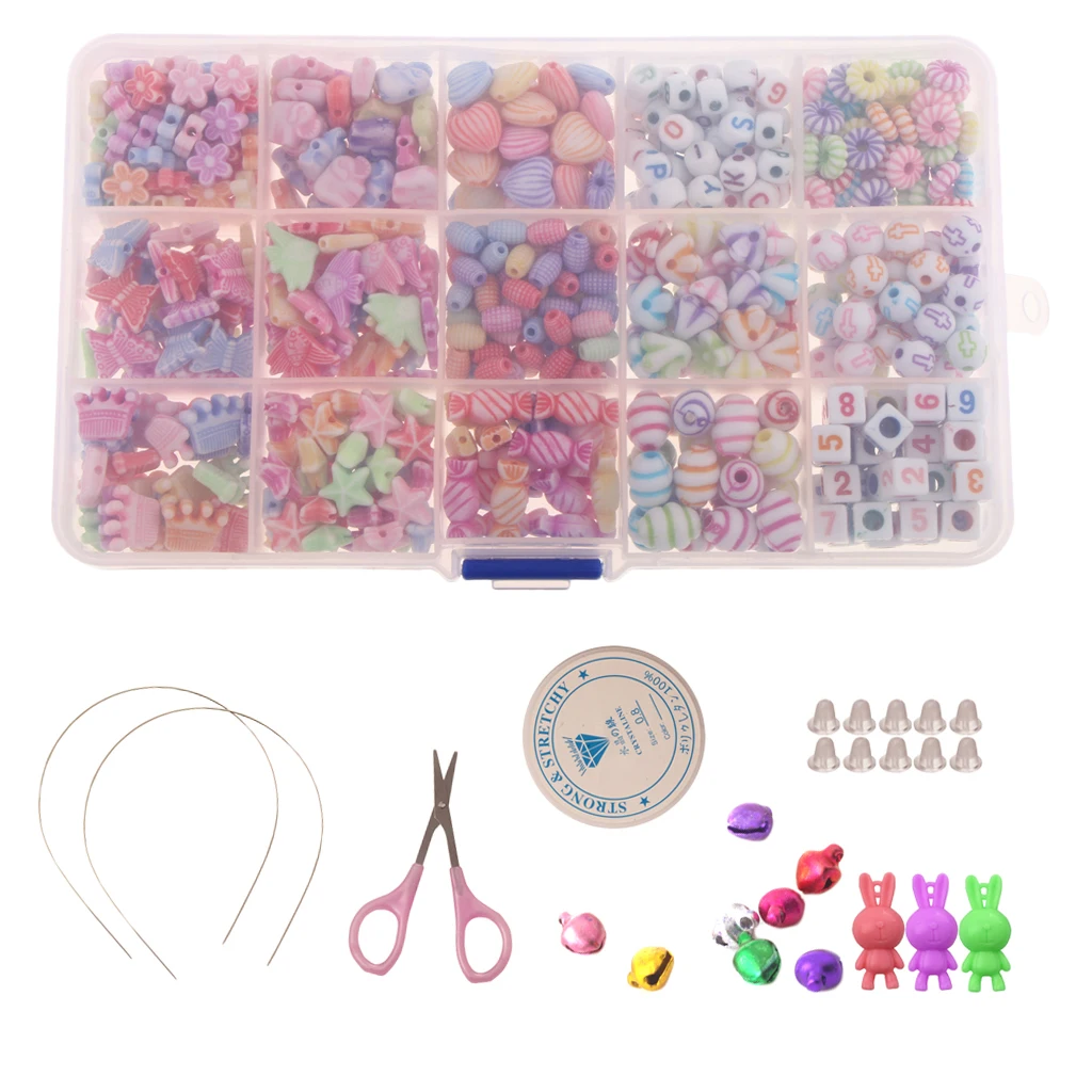 500 Pieces  Acrylic Beads Kits Set For Girls Kids Jewelry Making Craft DIY Necklaces Bracelets  Making Jewelry Findings