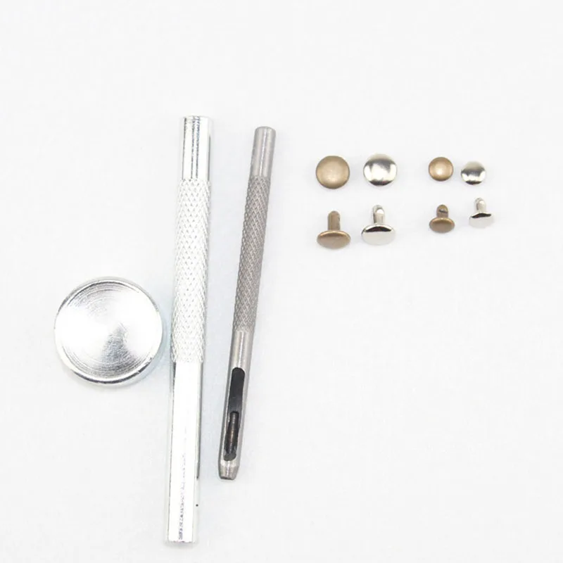 120 Set Leather Rivets Double Cap Rivets Metal Fixing Tool Kit for Leather Craft