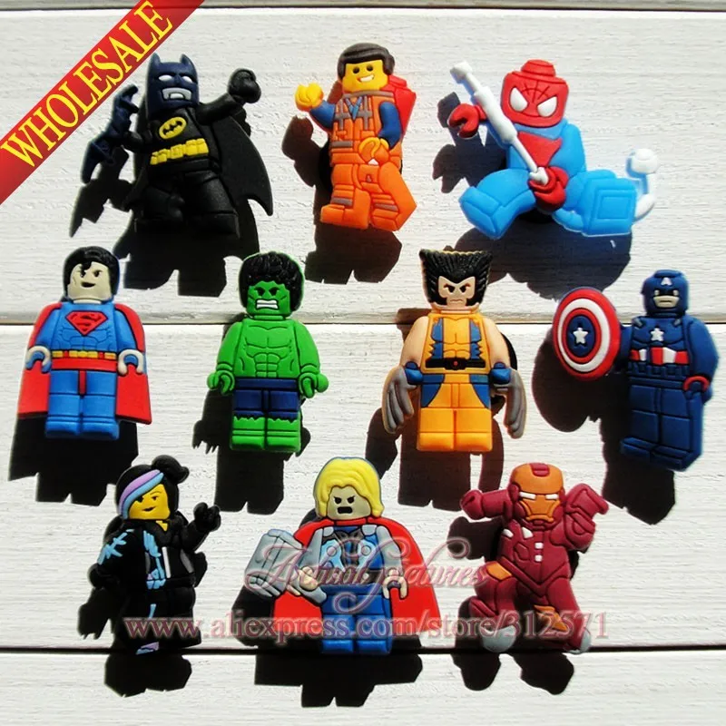 

Kids Toy Free shipping 10pcs/lot Super Man of Movie Characters PVC shoe charms/shoes accessories Shoe Decoration Kids Best Gift