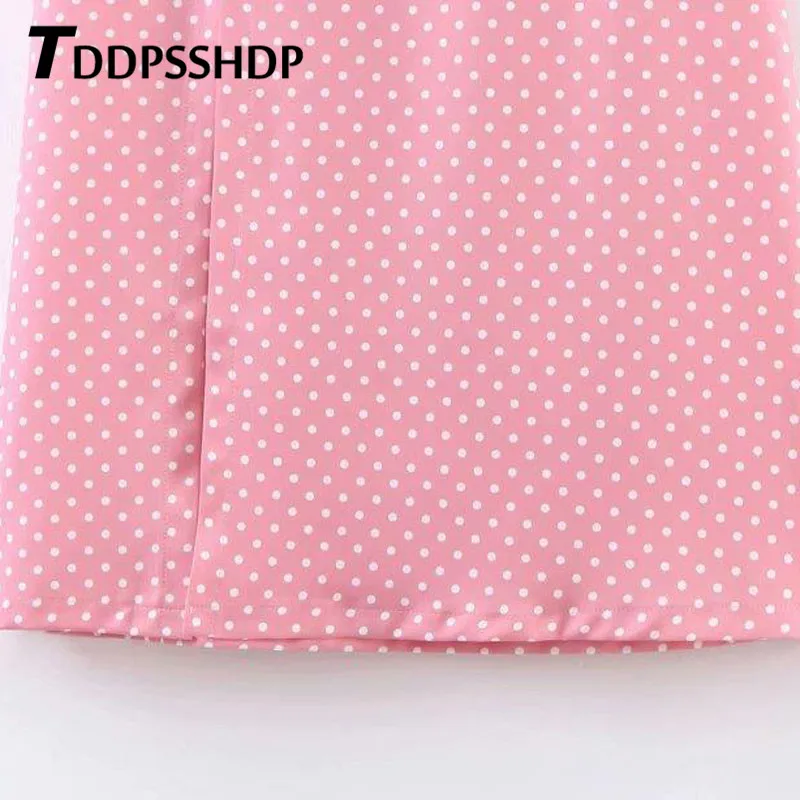 Женская юбка в горошек розового цвета с разрезом на молнии, элегантные милые новые женские юбки