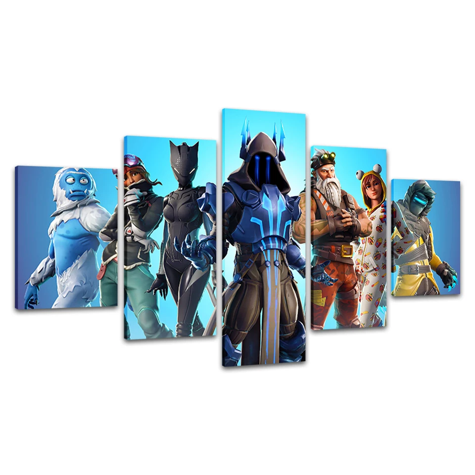 Home-Decoration-Canvas-Prints-Game-Figures-Painting-5-Pieces-Cartoon-Pop-Pictures-Modular-Living-Room-Wall (5)