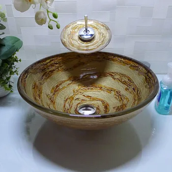 

Southeast Asia wash basin above counter basin art basin round bathroom vanity tempered glass washbasin basin hand LO72243