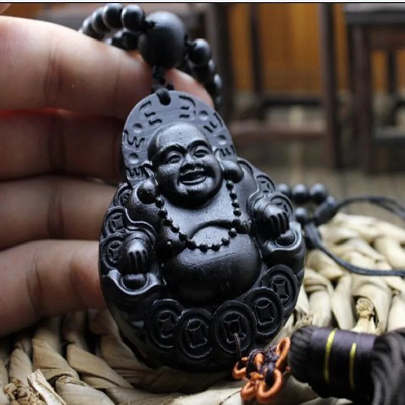 

Chinese Statue Dragon /happy buddha statue Wood Carving Car Pendant Ornament Accessories Amulet AWJ005#50