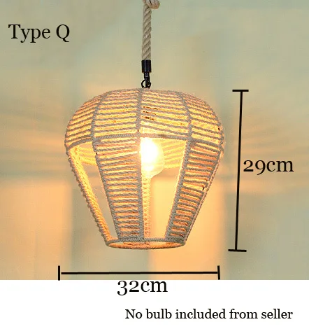 Лофт арт веревка люстра дома Винтаж гостиная кафе столовая креативный ресторан спальня бар клуб E27 розетка подвесной светильник - Цвет корпуса: Type Q