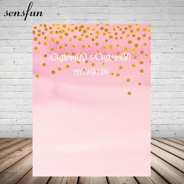 Sensfun Pink Theme Wedding Birthday Party Backdrop Custom Name Gold Sensfun Pink Theme Wedding Birthday Party Backdrop Custom Name Gold Glitter Little Dots Photography Backgrounds For