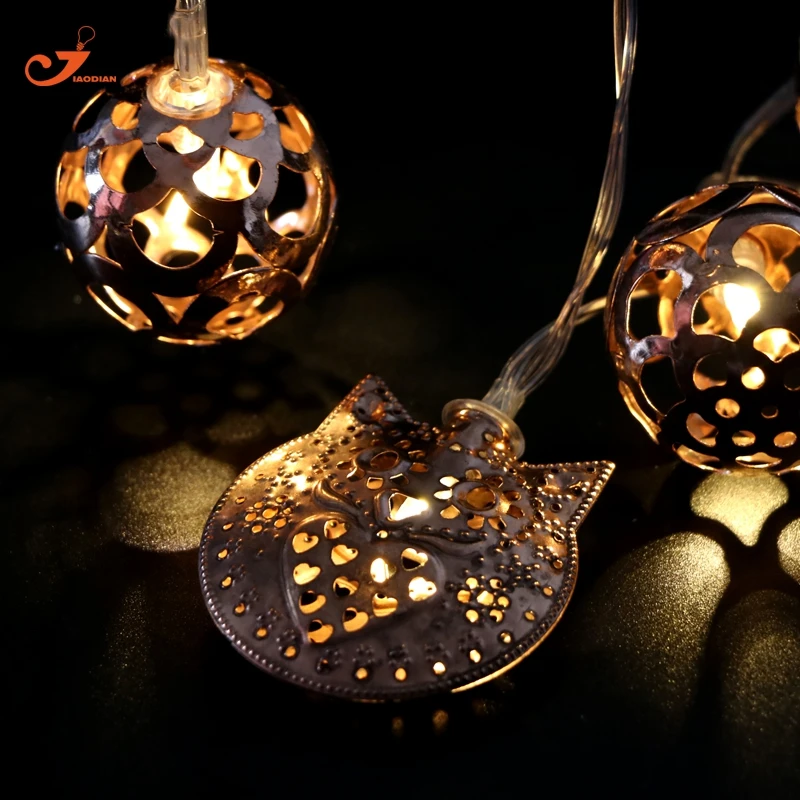 

Metal Ball Bronze Owl lighting Steel Retro Decor 10 LED String Fairy lights DIY for Christmas Tree Battery Operated Gift Box