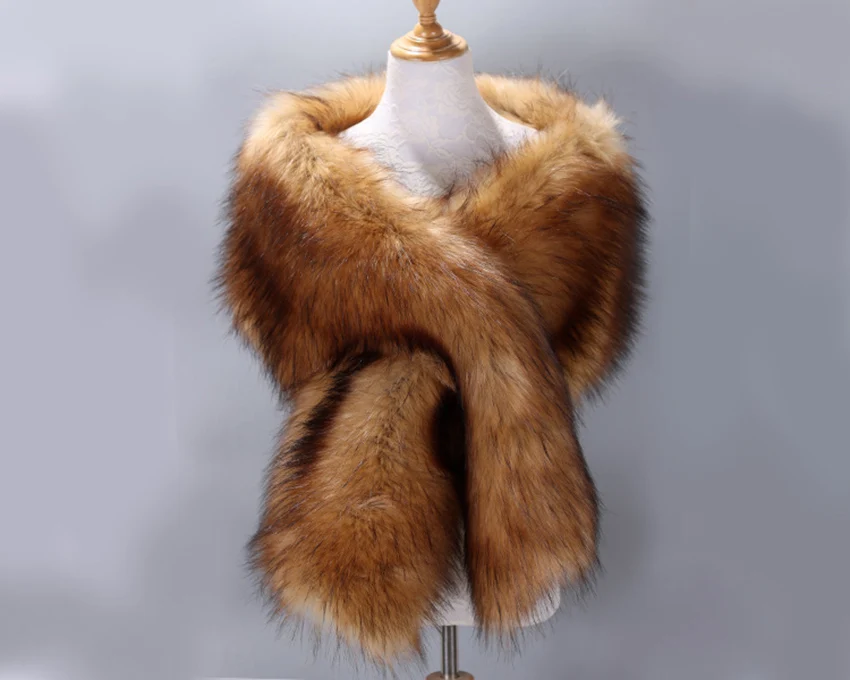 Wedding Warp Faux Shawl Winter Brown Bridal Jackets Accessories 165*30CM