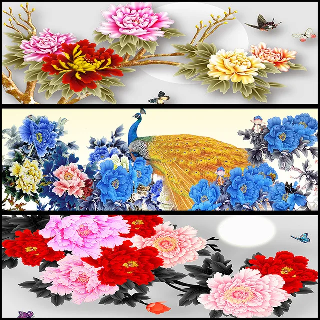 

% 5d diy full Diamond Painting Cross Stitch Diamond Embroidery plant Peacock peony flower butterfly Rhinestone Mosaic Home Decor
