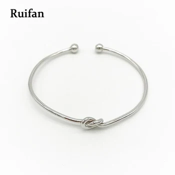 

Ruifan Real 925 Sterling Silver Bangles Bracelets White Gold Color Women Open Cuff Bangle Bracelet Europe Trendy Jewelry YBR004