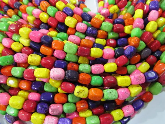 

batch 6x 8mm turquoise beads barrel rice blue green white pink red mixed jewelry beads --10strands 16inch/L
