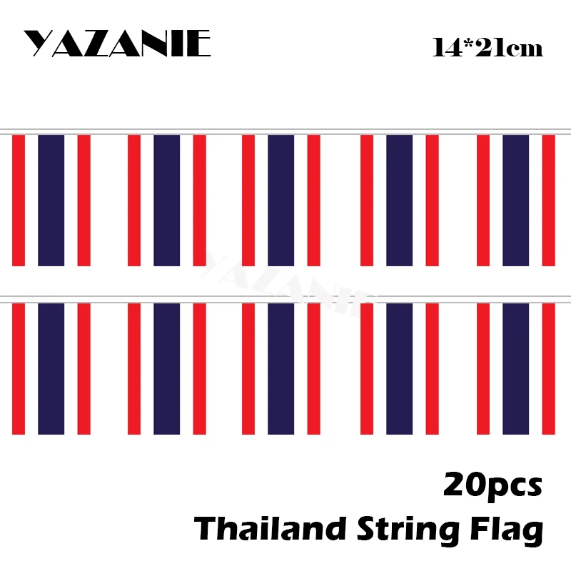 

YAZANIE 14*21cm 20PCS 5Meter Thailand Hanging String Flag Thai World County National Banner Custom Printed Flags and Banners