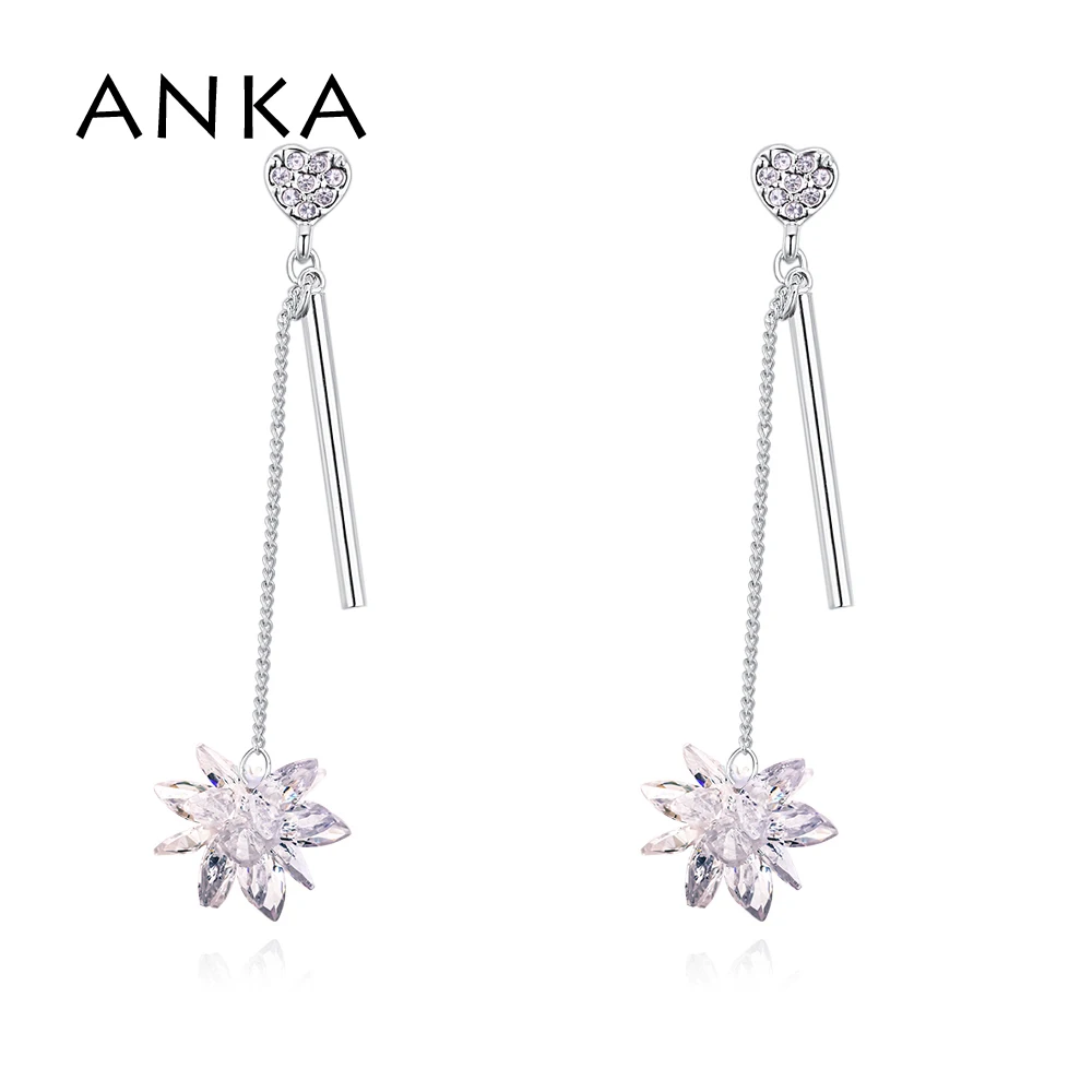 

New Fashion Ice Flower Copper White Gold Color Ladies Long Earrings Jewelry Christmas Gift Made With AAA Zircon #130597