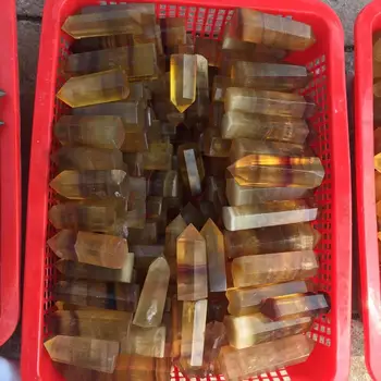 

1kg Natural Yellow Fluorite Point Wand Rainbow Fluorite Obelisk Crystal Wand Reiki Meditation Chakra Healing