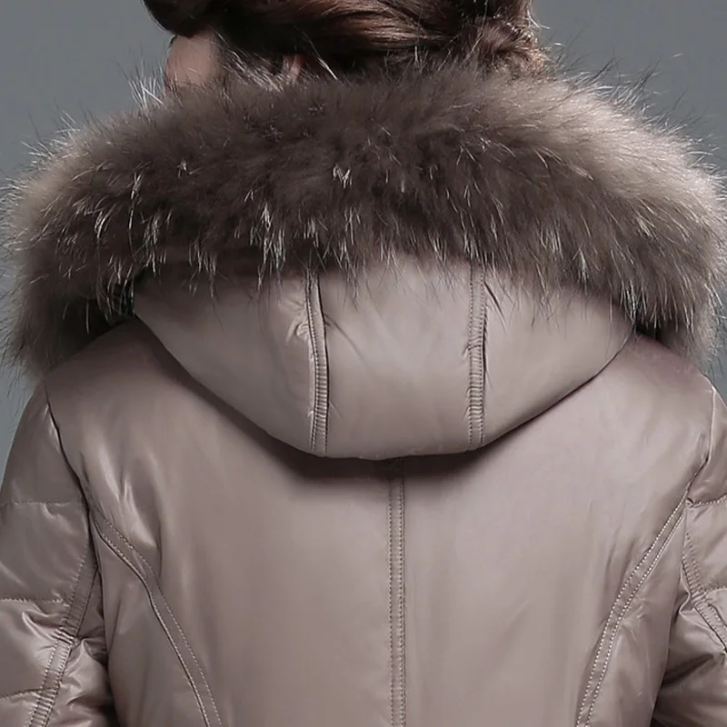 Womens down coats Long down parkas winter jacket woman 2017 Raccoon fur Hooded Oversized 6XL Duck down coat manteau femme hiver