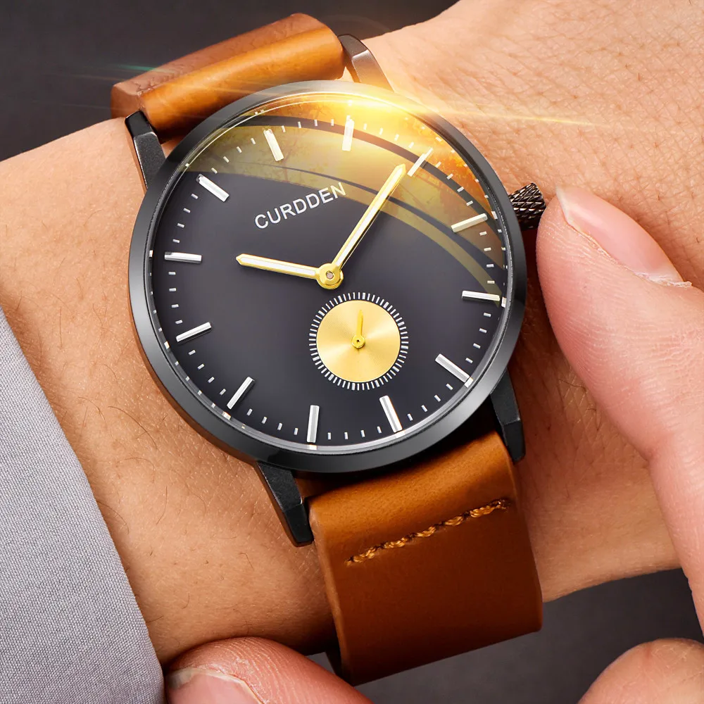 

Watch Nen Fashion Men's Leather Band Watches Mens Analog Quartz Round Wrist Watch Men's Business Watches Relogio Masculino Clock