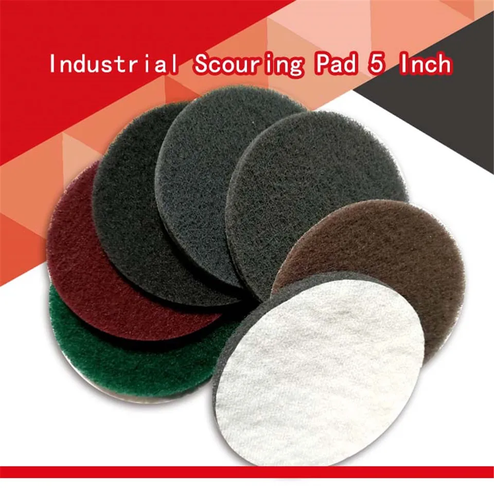 

12 PCS 5 Inch Multi-purpose Flocking Scouring Pad Round 240-1500 Grit Industrial Heavy Duty Nylon Cloth for Polishing & Grinding