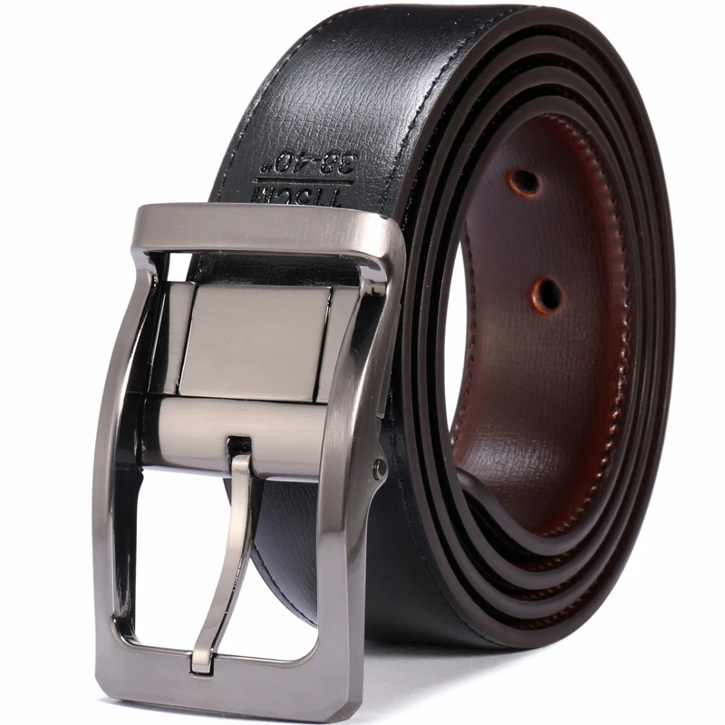 Men’s Genuine Leather Dress Belt, Reversible Belt for Men Two In One 3
