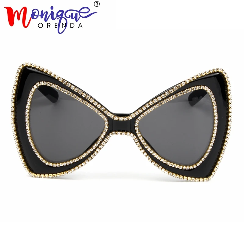 

MONIQEU Oversized Sunglasses Women Luxury Gold diamond Butterfly Brand Designer Sunglasses For Ladies big frame shades Oculos