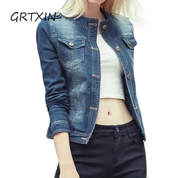 

Wholesale Spring Autumn Women denim jackets vintage casual Bomber female Jean jacket for outerwear women basic coats