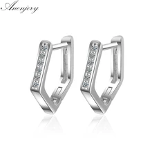 Anenjery простые циркониевые геометрические серьги для женщин Букле д 'ореиль 925 пробы серебряные сережки oorbellen pendientes S-E754