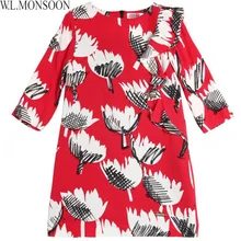 W. L. MONSOON/платье с длинными рукавами для девочек коллекция года, Брендовые платья для маленьких девочек, Robe Princesse Fille, Детские платья для девочек, детская одежда