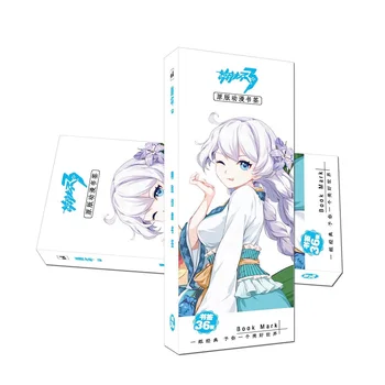 

36 Pcs/Set Game Honkai Impact 3 Paper Bookmark Cartoon Book Holder Message Card Stationery Bookmarks