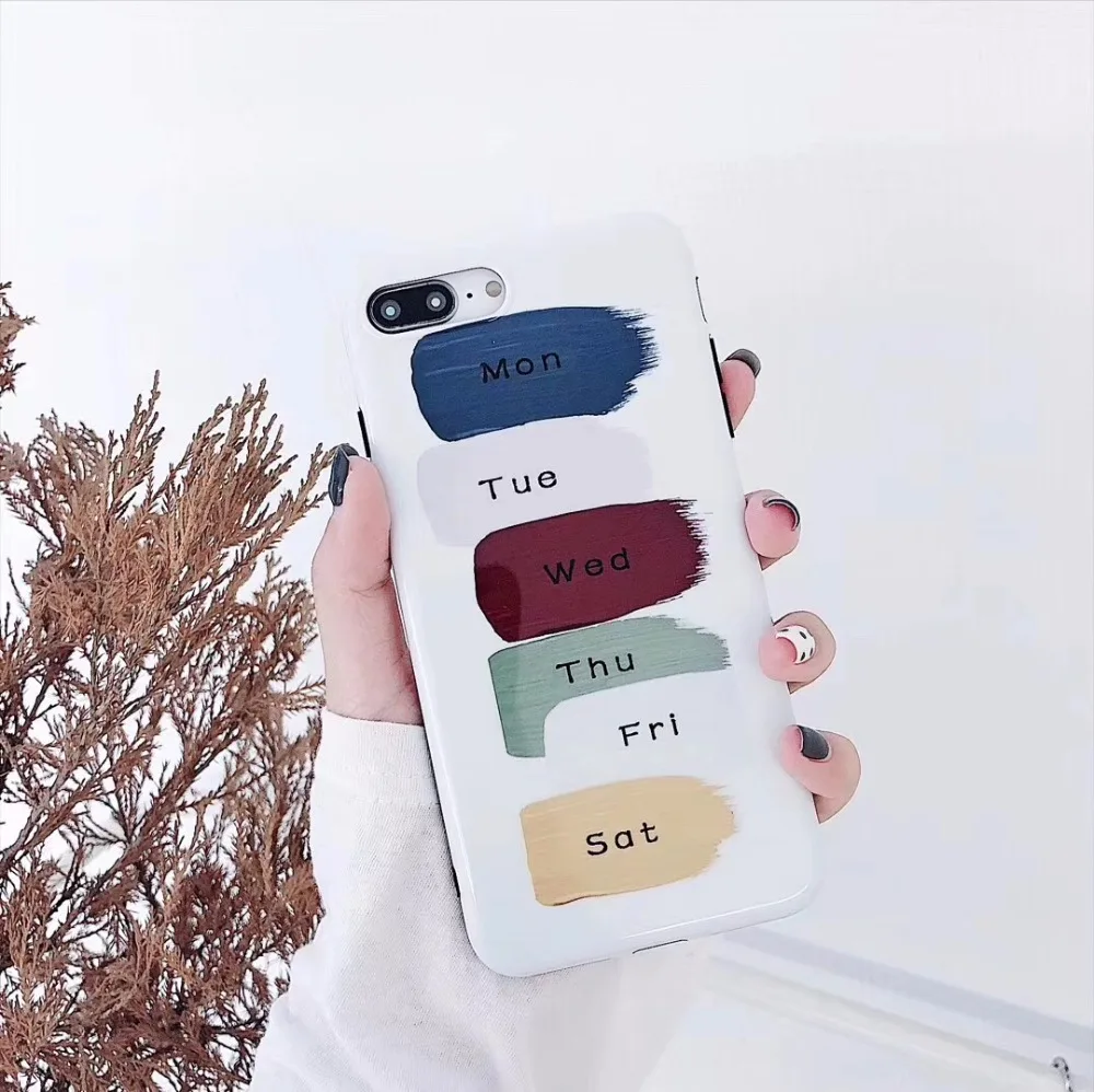 

Simple Fashion Graffiti One Week Color Phone Case For iPhone XS Max XR XS 8 8 plus 7 7plus 6/6S Plus Soft Cover Cool Image Cases