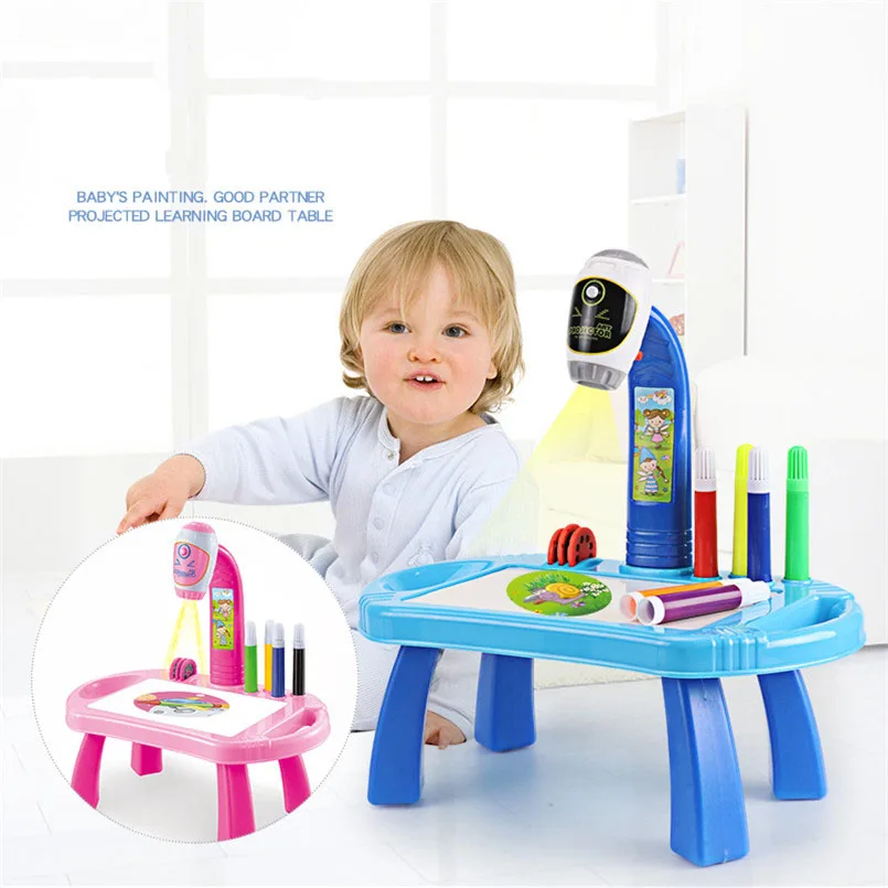 Детский светодиодный проектор, художественный стол для рисования, игрушки для детей, доска для рисования, стол для творчества, проекция, обучающая игрушка для девочек