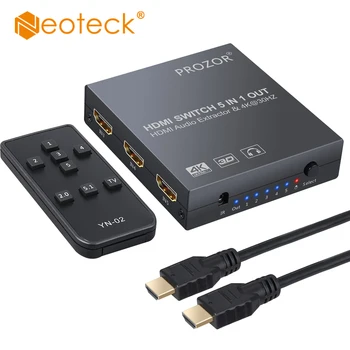 

Neoteck 5x1 HDMI Switch with Audio Extractor HDMI Switcher HDMI Audio Converter With IR Remote Control Support 4K 3D HDMI Switch