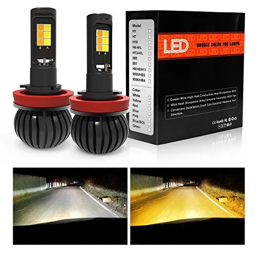 Dual Color 3030smd Chip White 6000K LED Fog Driving Lamp amber Blue 12V