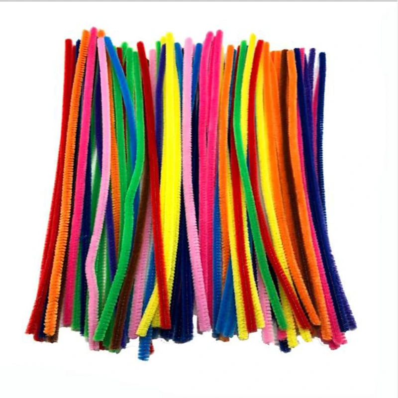 100pcs 30cm Chenille Stem Pipe Cleaners Plush Educational Toy Colorful Velvet Strip Cleaner Toy Handmade DIY Craft Supplies