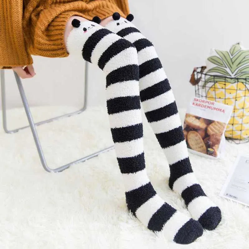 Frauen-Mädchen Striped über den Knie-Schenkel-hohen Strümpfen lange Socken