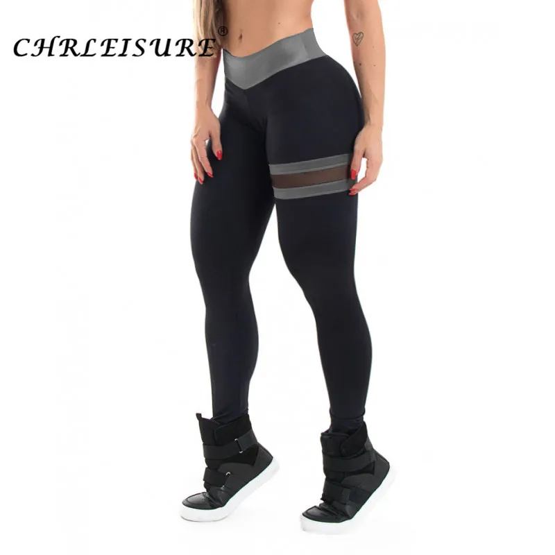 

CHRLEISURE Leggings Womens Push Up High Waist Fitness Legging Workout Patchwork Fashion Mesh Legings 3 Colour