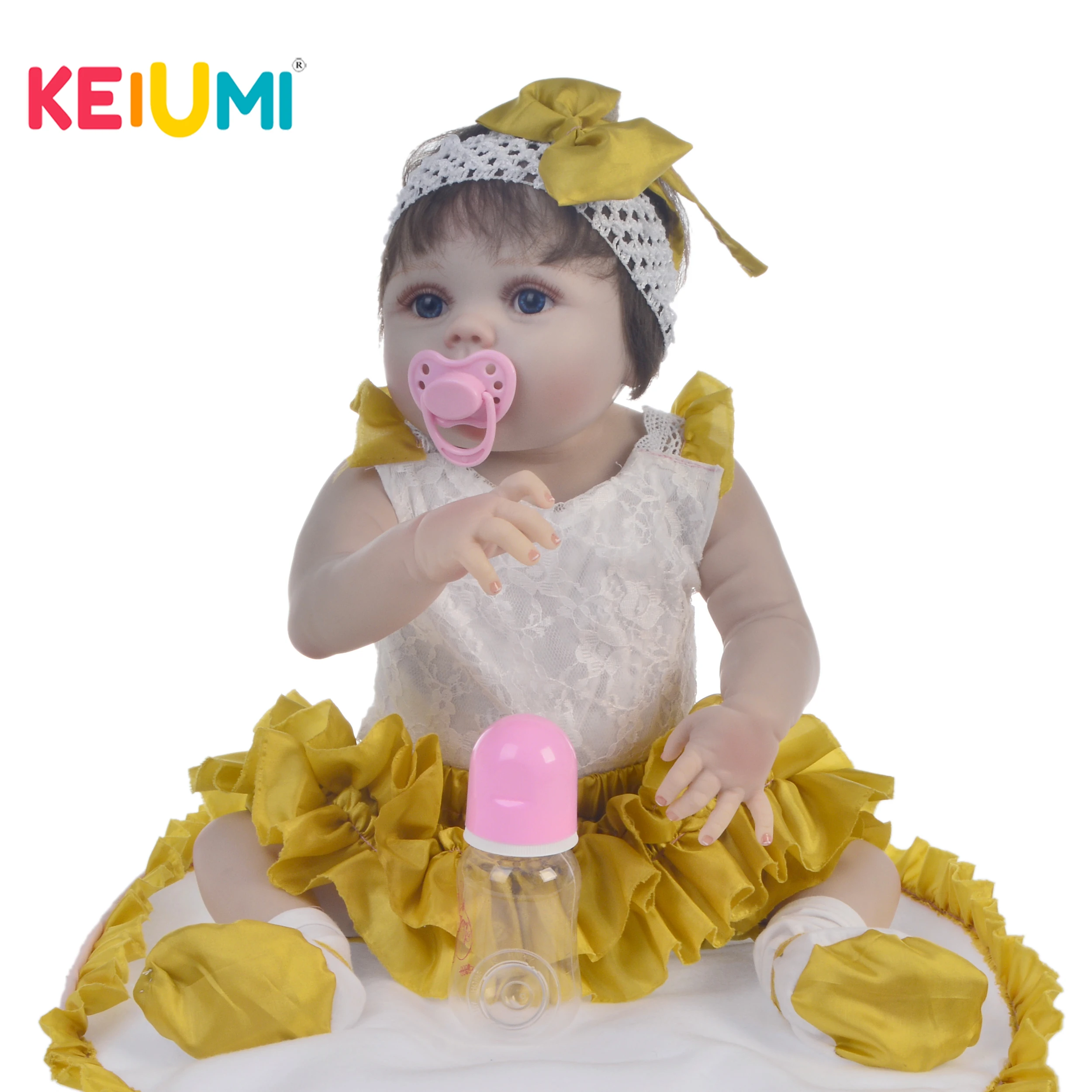 

KEIUMI 23 Inch Cute Full Body Silicone Vinyl Lifelike Reborn Baby Dolls Girl Realistic Reborn Dolls 57 cm For Kids Birthday Gift
