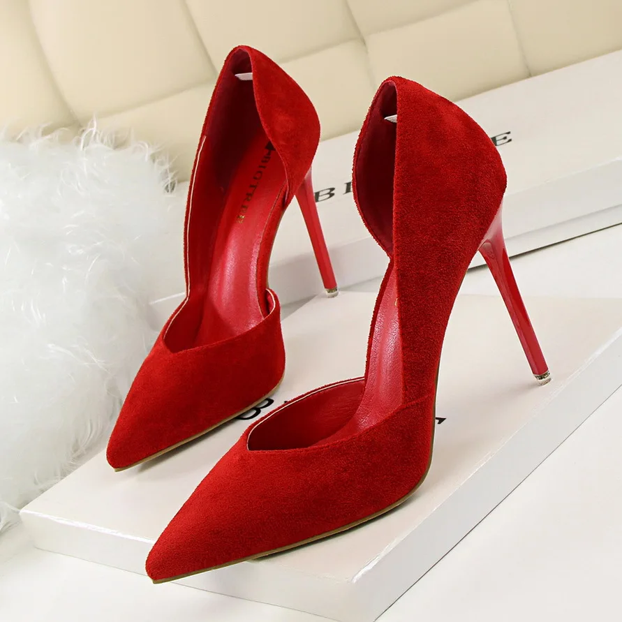 Женские туфли-лодочки; сезон весна-лето женские туфли на высоком тонком каблуке 10 см свадебные туфли на шпильке; 3168-6 - Цвет: Красный