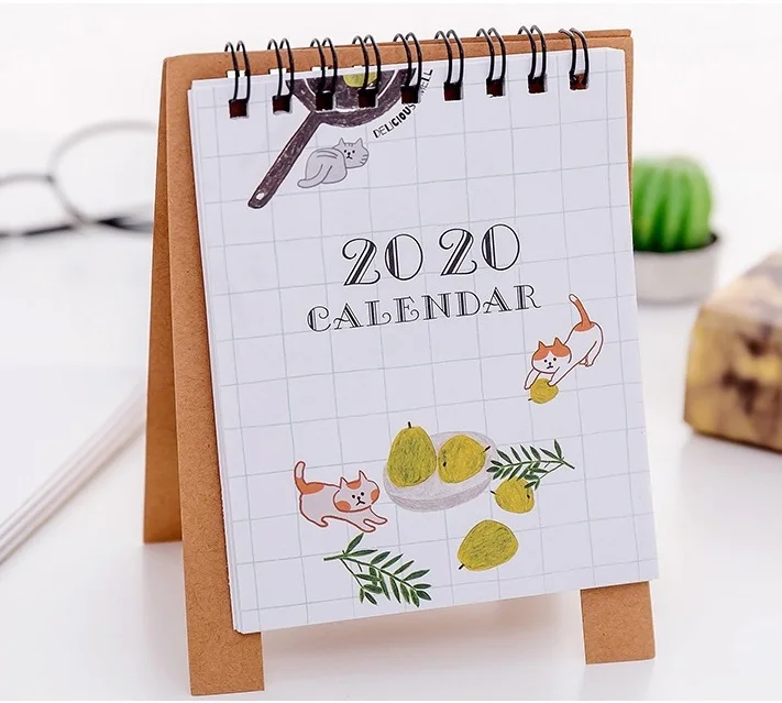 Hand Drawing Fresh Cartoon Mini Flamingo Desktop Paper Calendar dual Daily Scheduler Table Planner Yearly Agenda Organizer - Цвет: Красный