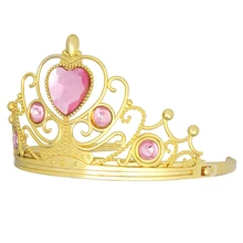 Милые стразы, сердце, Золотая свадебная корона, головная повязка принцессы, розовая пластиковая тиара, оголовье для девочек, детские аксессуары для волос, ювелирные изделия