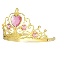 Tiara de plástico para meninas, acessório fofo de coração com strass e coroa de casamento, de princesa rosa, acessórios de cabelo para meninas