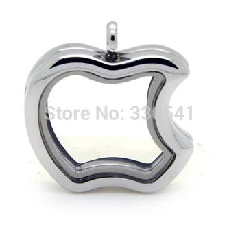

10PCS Silver Apple Shape Magnet Closure Floating Locket Without Crystals Floating Pendant